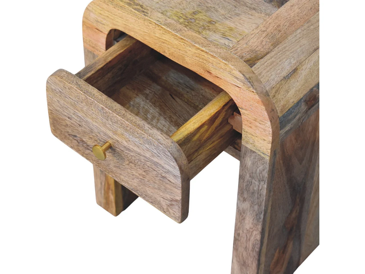 Artisan Furniture Massivholz Mini-Nachttisch „Darcy Oak-ish“ mit geschwungenen Kanten