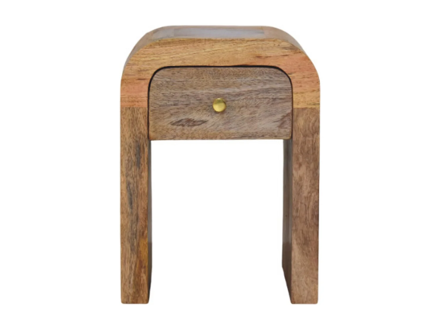 Artisan Furniture Bois massif Table de Nuit Mini Darcy Finition Chêne Clair avec Bords Courbés