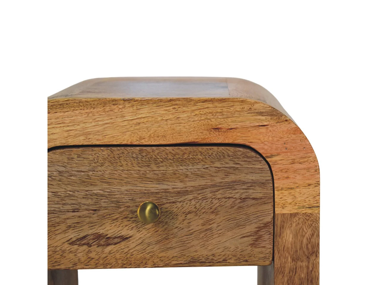 Artisan Furniture Bois massif Table de Nuit Mini Darcy Finition Chêne Clair avec Bords Courbés