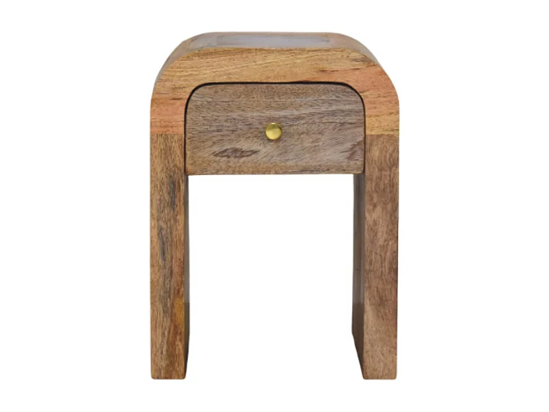 Artisan Furniture Bois massif Table de Nuit Mini Darcy Finition Chêne Clair avec Bords Courbés