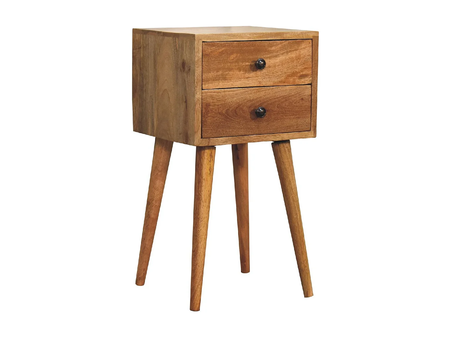 Artisan Furniture Massivholz Mini-Nachttisch mit 2 Schubladen in Eiche-Optik