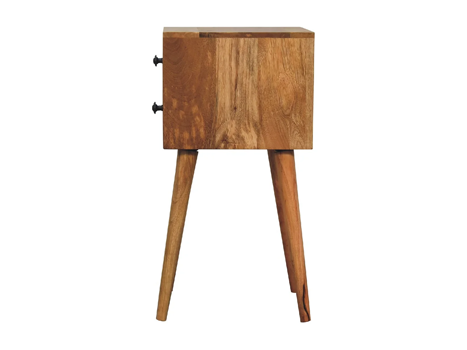 Artisan Furniture Massivholz Mini-Nachttisch mit 2 Schubladen in Eiche-Optik