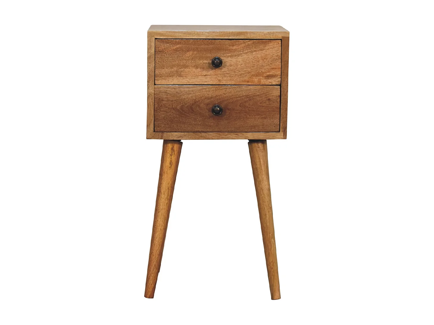 Table de chevet Mini Artisan Furniture finition chêne, 2 tiroirs, marron clair
