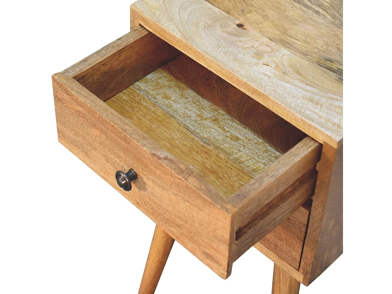 Table de chevet Mini Artisan Furniture finition chêne, 2 tiroirs, marron clair