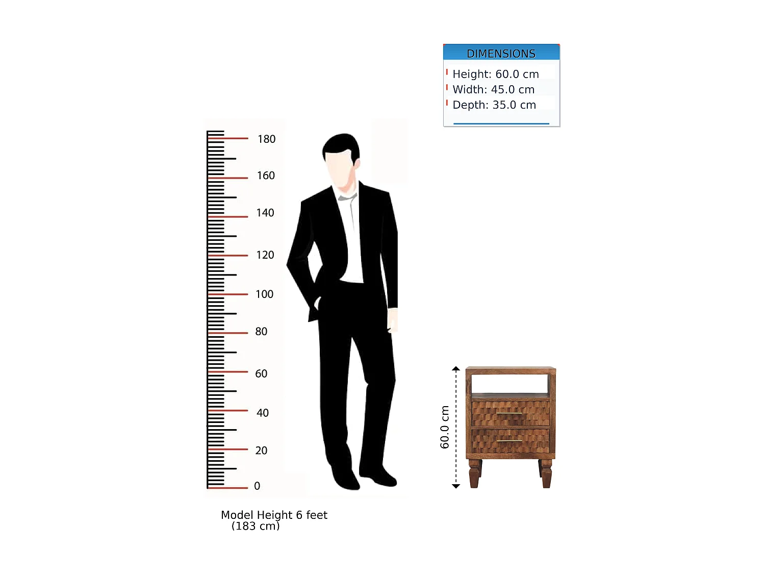 Artisan Furniture Bois massif Table de Chevet Arno en Teck Doré