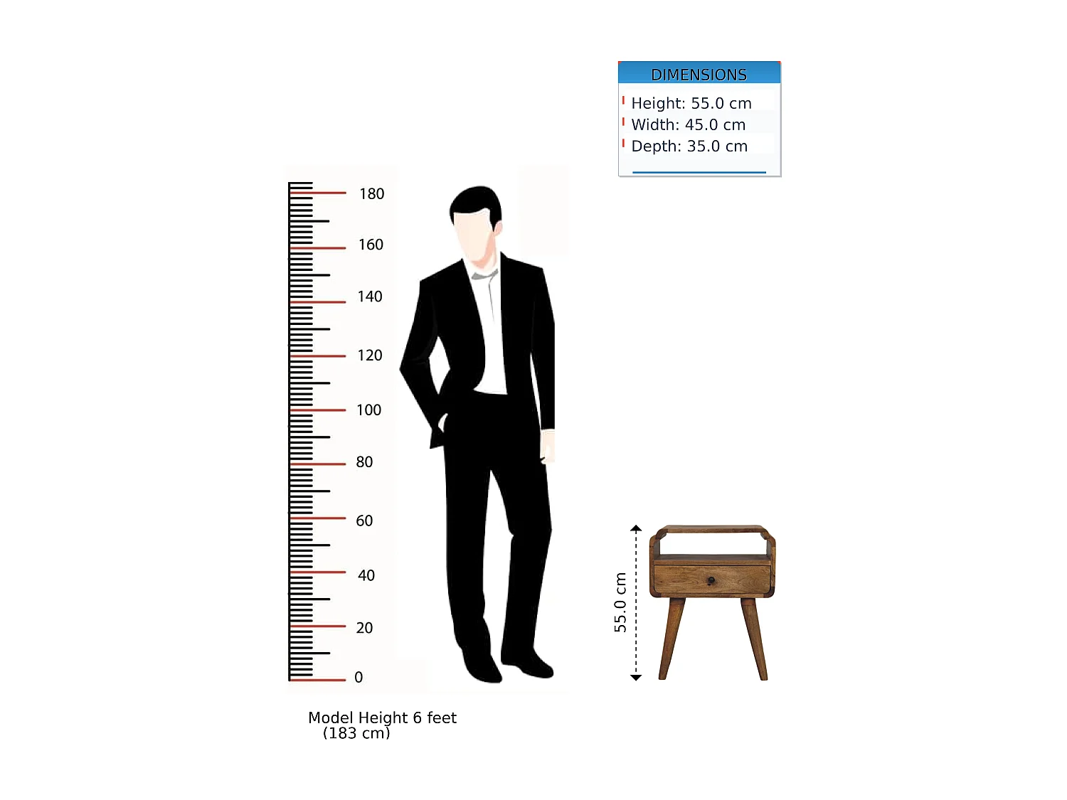 Artisan Furniture Bois massif Table de Nuit Newton Finition Chêne Clair