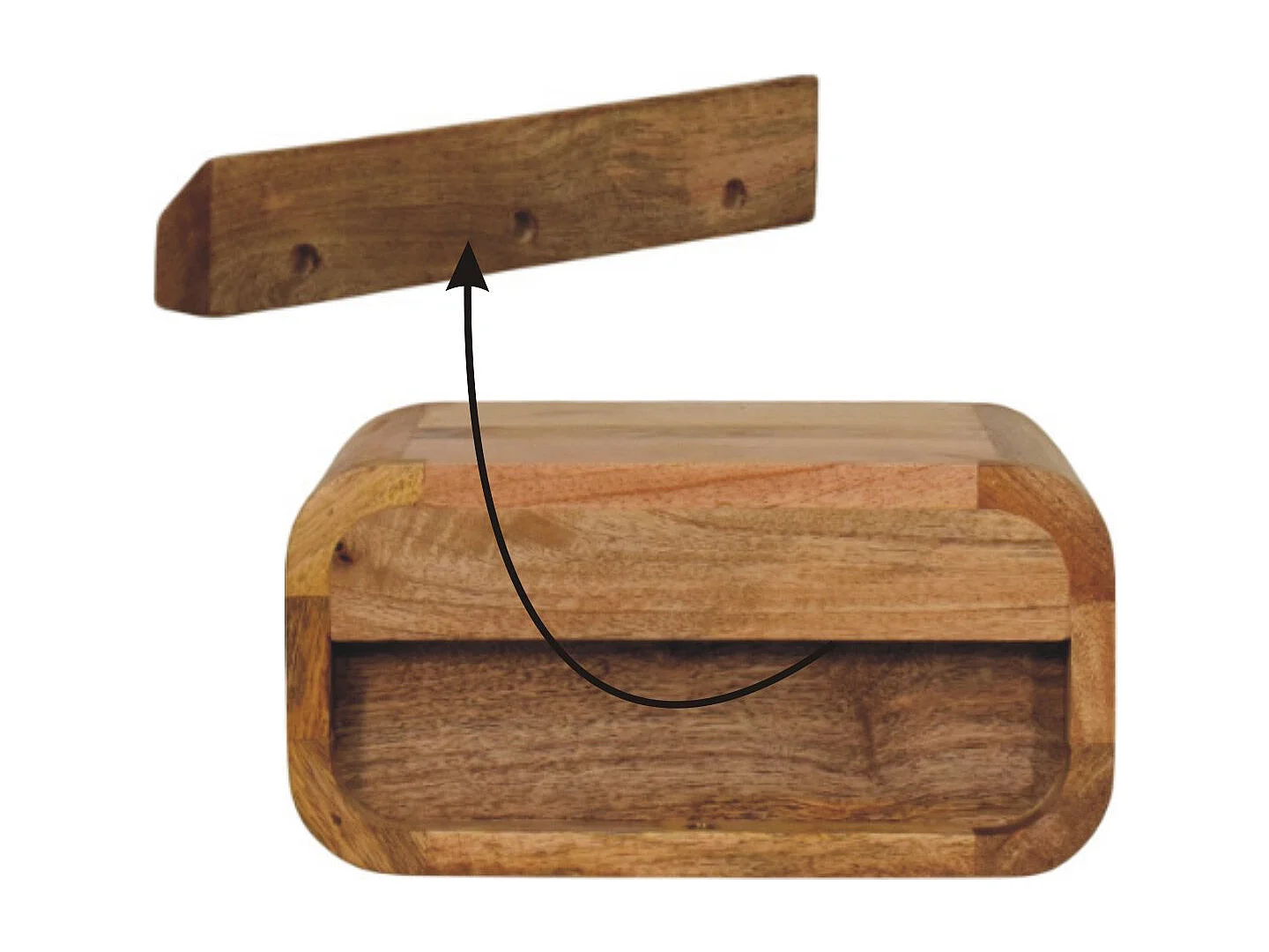 Artisan Furniture Massivholz Avora Mini Wand-Nachttisch aus Eiche mit 1 Schublade