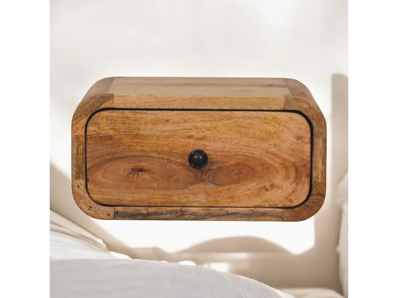 Artisan Furniture Massivholz Avora Mini Wand-Nachttisch aus Eiche mit 1 Schublade