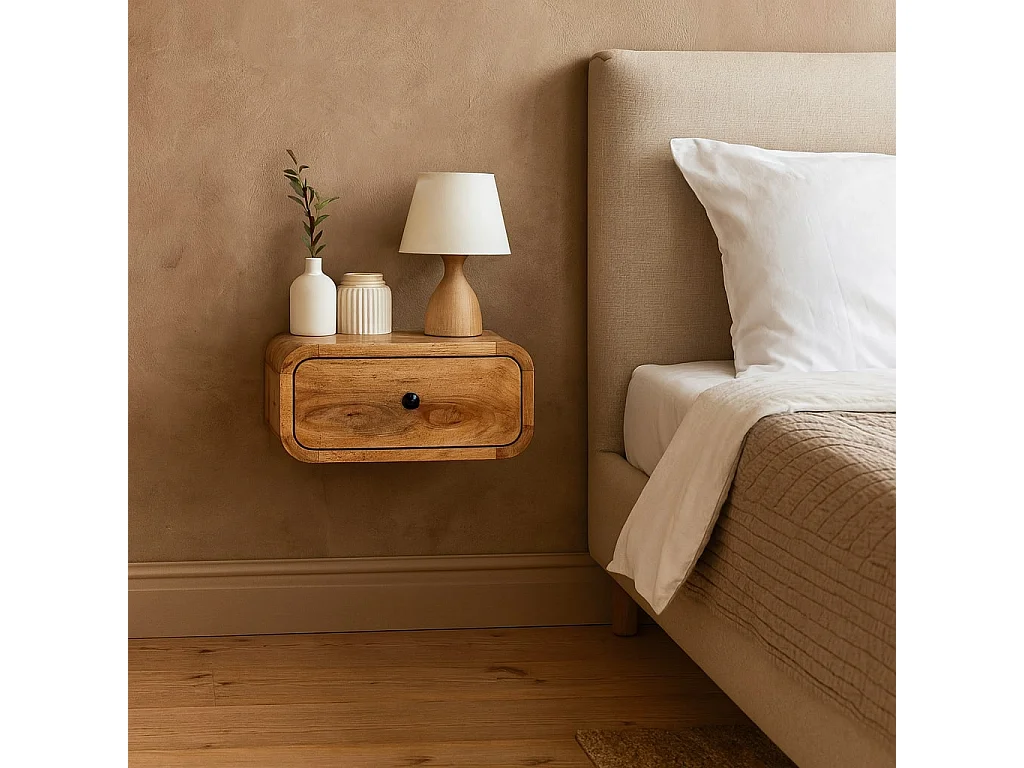 Table de chevet murale Avora Mini Artisan Furniture finition chêne, 1 tiroir