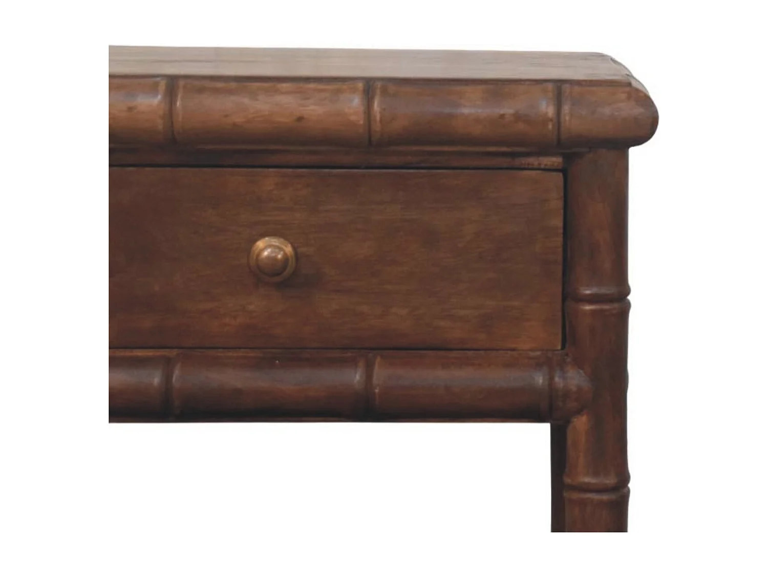 Table de chevet sculptée en bambou Artisan Furniture, 1 tiroir, 1 étagère ouverte, marron