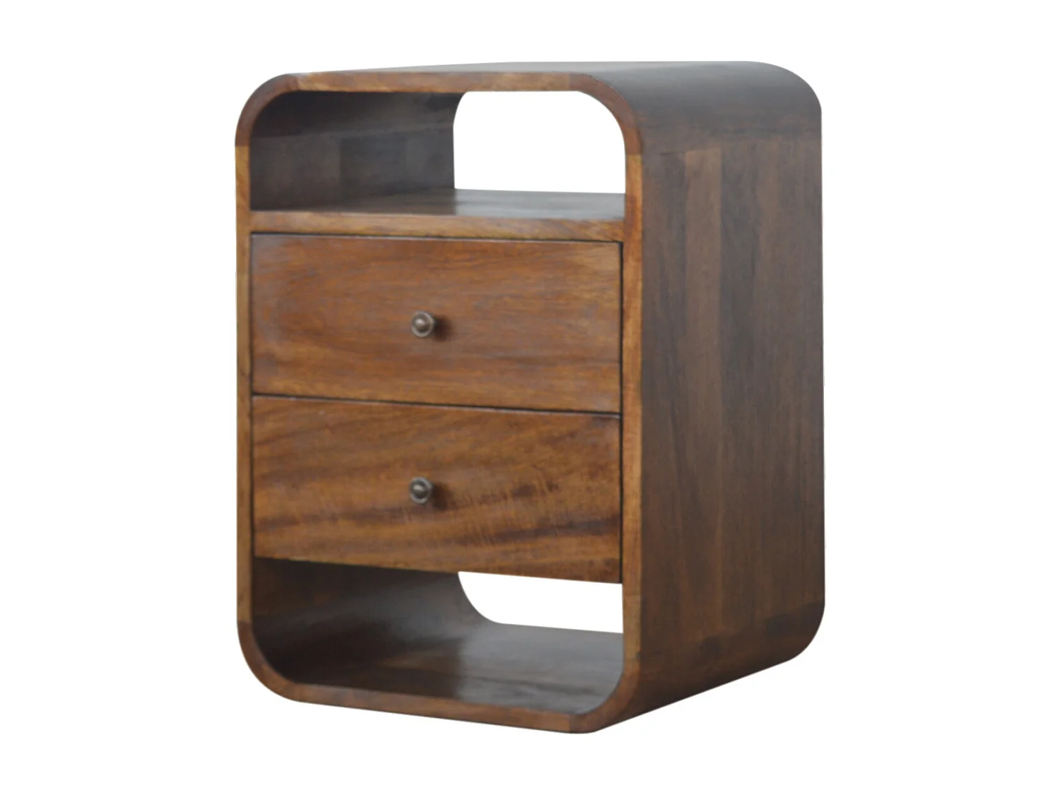 Artisan Furniture Massivholz Kastanienholz-Nachttisch mit zwei Schubladen