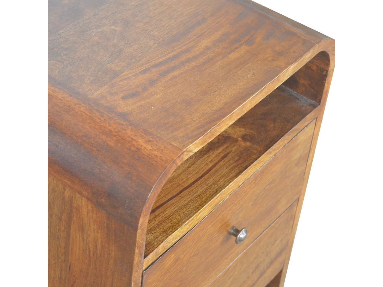 Artisan Furniture Massivholz Kastanienholz-Nachttisch mit zwei Schubladen