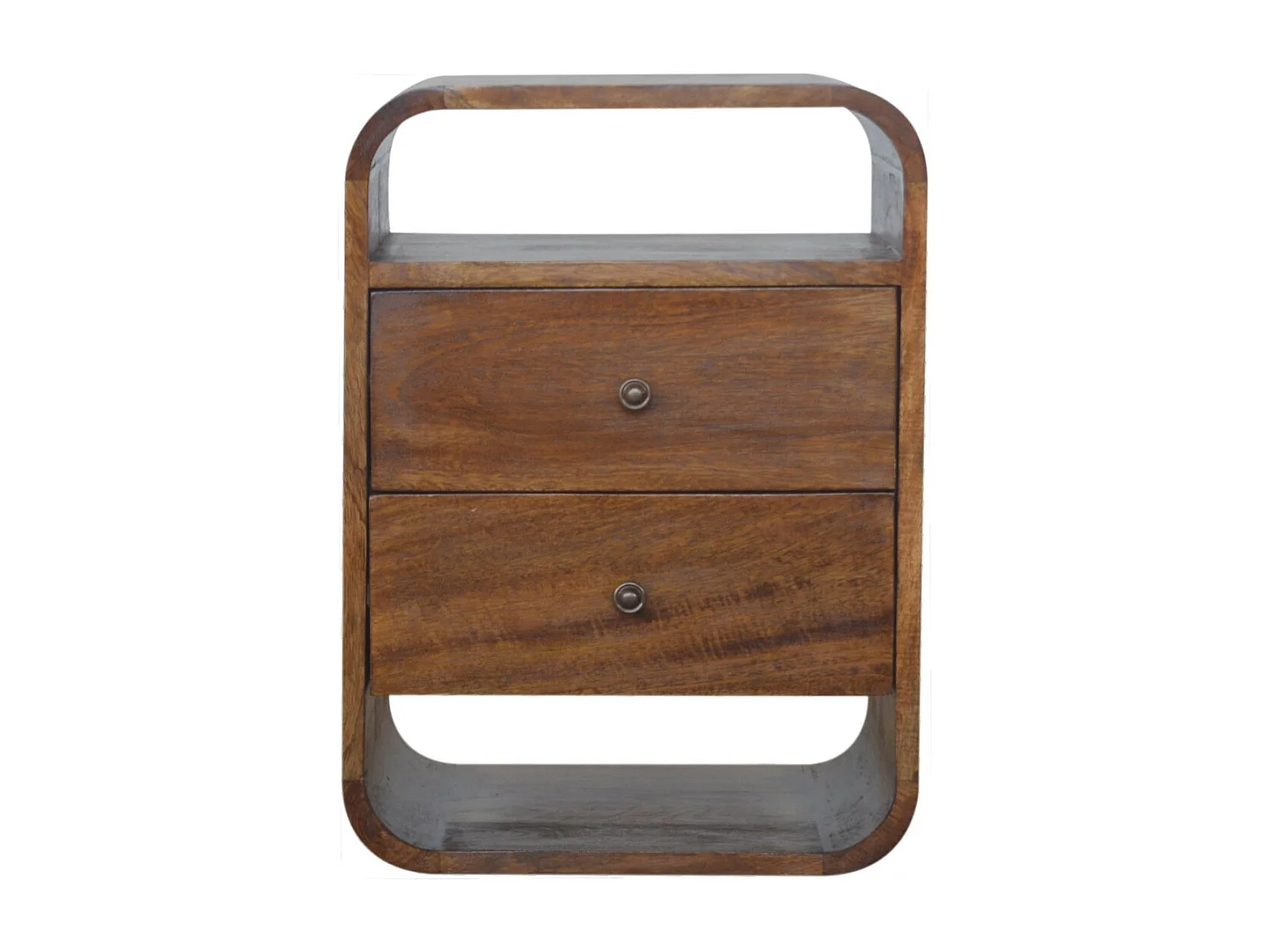 Artisan Furniture Massief hout Chestnut Curve nachtkastje met 2 lades