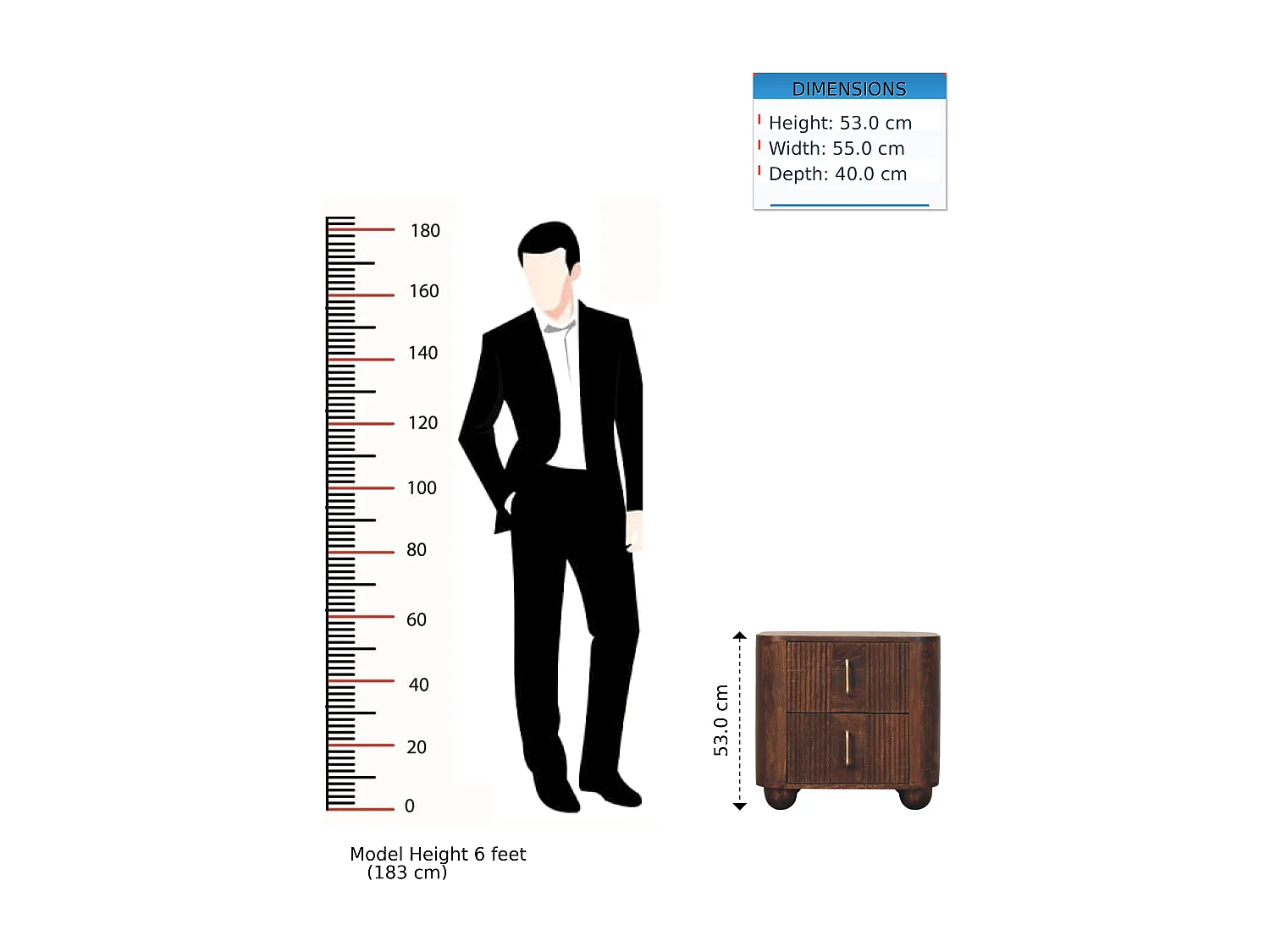 Artisan Furniture Bois massif Table de Nuit Striée Marlowe