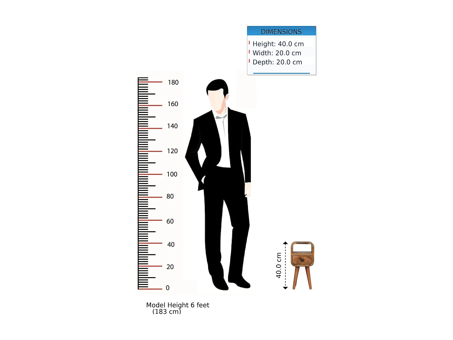 Artisan Furniture Bois massif Table de Chevet Extra Mini Courbée avec Niche Ouverte Finition Chêne Clair