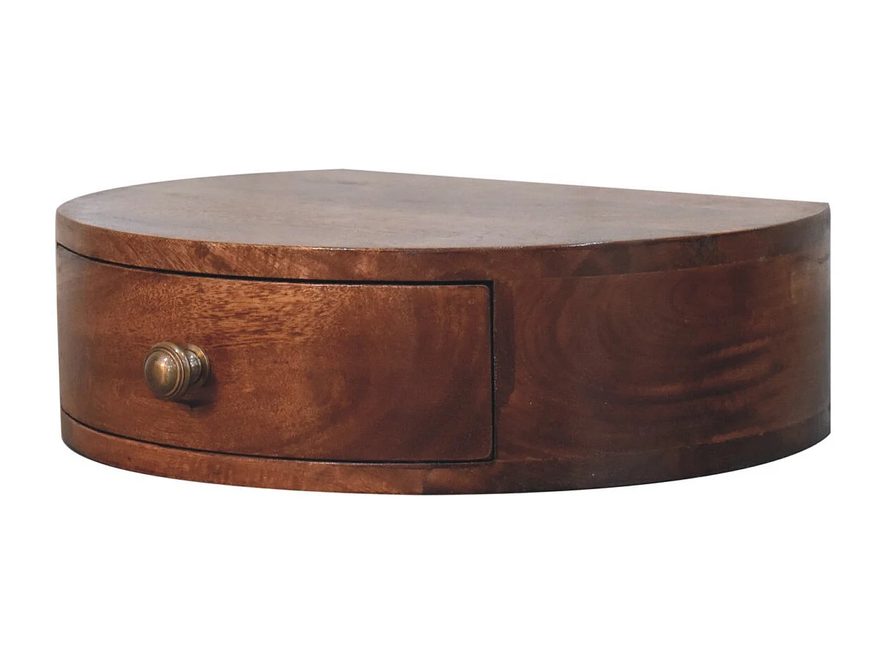 Artisan Furniture Massivholz Wandmontiertes, abgerundetes Nachttischchen in Honig-Karamellfarbe