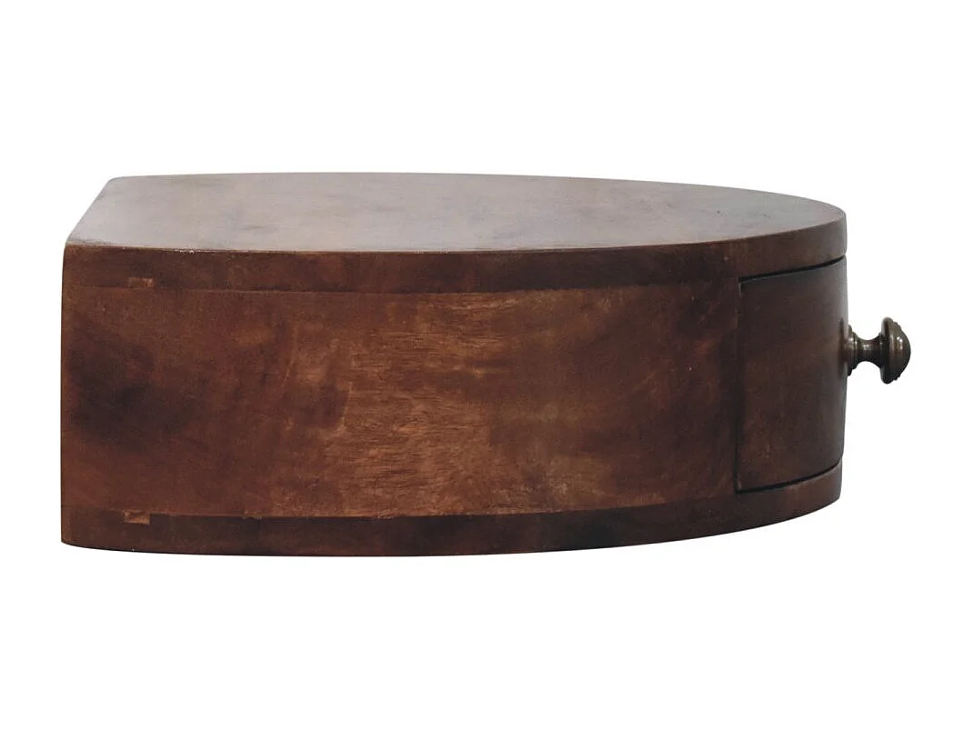 Artisan Furniture Massivholz Wandmontiertes, abgerundetes Nachttischchen in Honig-Karamellfarbe