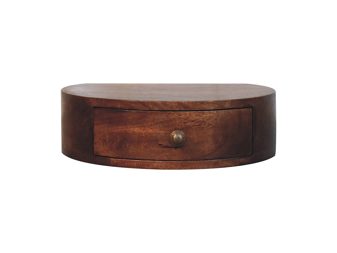 Artisan Furniture Massivholz Wandmontiertes, abgerundetes Nachttischchen in Honig-Karamellfarbe