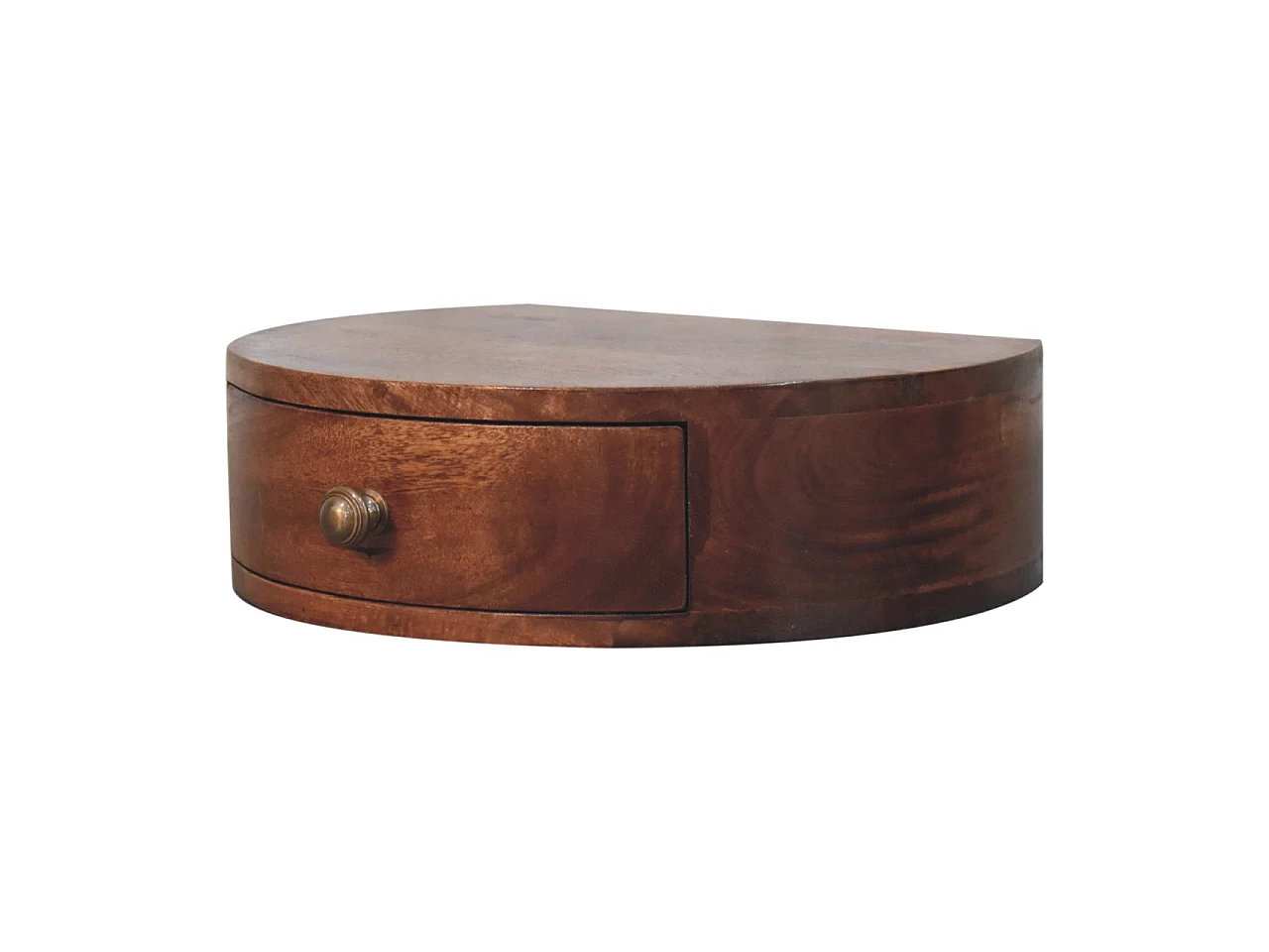 Artisan Furniture Massivholz Wandmontiertes, abgerundetes Nachttischchen in Honig-Karamellfarbe