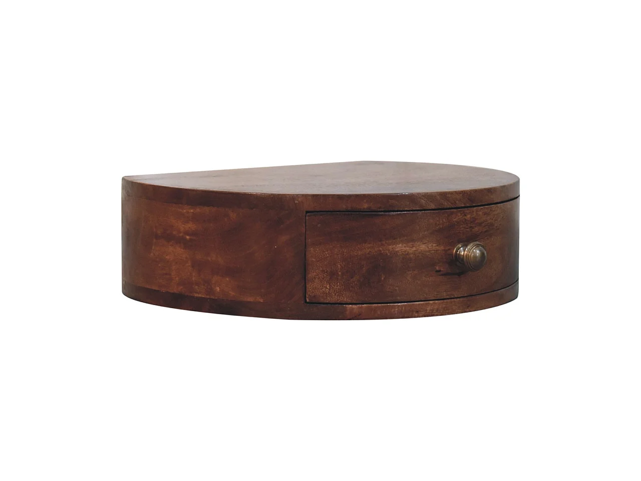 Artisan Furniture Massivholz Wandmontiertes, abgerundetes Nachttischchen in Honig-Karamellfarbe