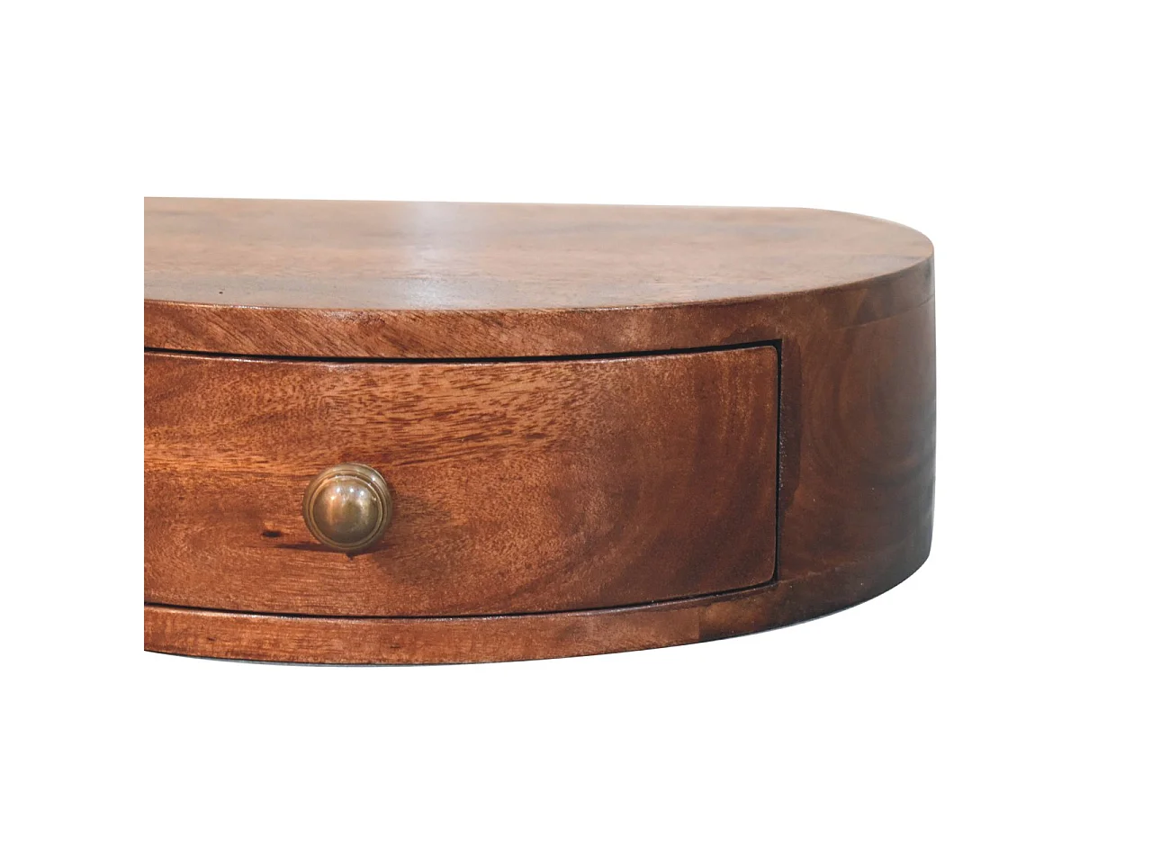 Artisan Furniture Massivholz Wandmontiertes, abgerundetes Nachttischchen in Honig-Karamellfarbe