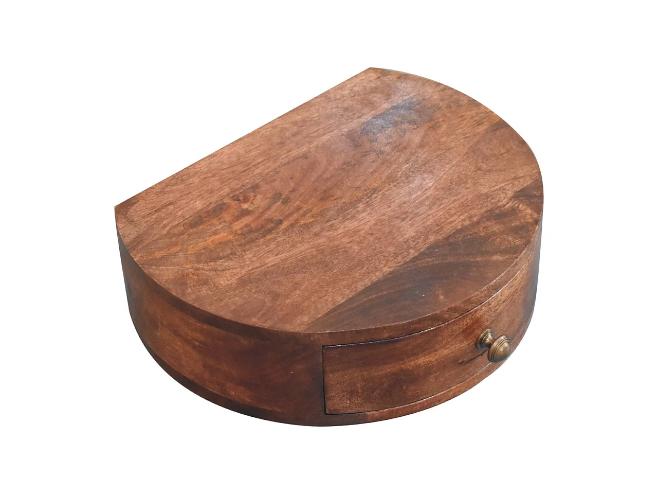Artisan Furniture Massivholz Wandmontiertes, abgerundetes Nachttischchen in Honig-Karamellfarbe