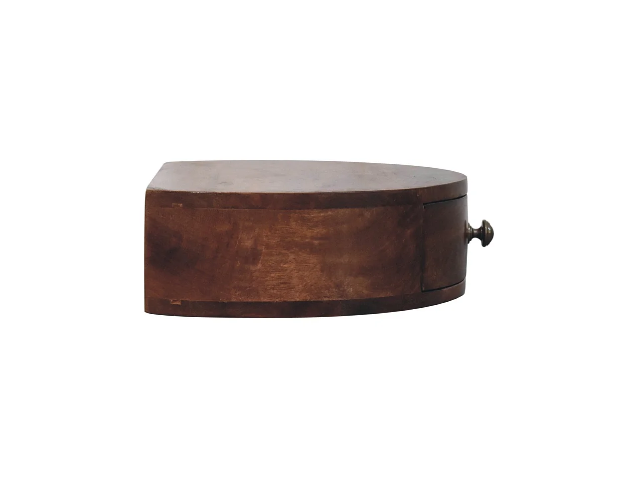 Artisan Furniture Massivholz Wandmontiertes, abgerundetes Nachttischchen in Honig-Karamellfarbe