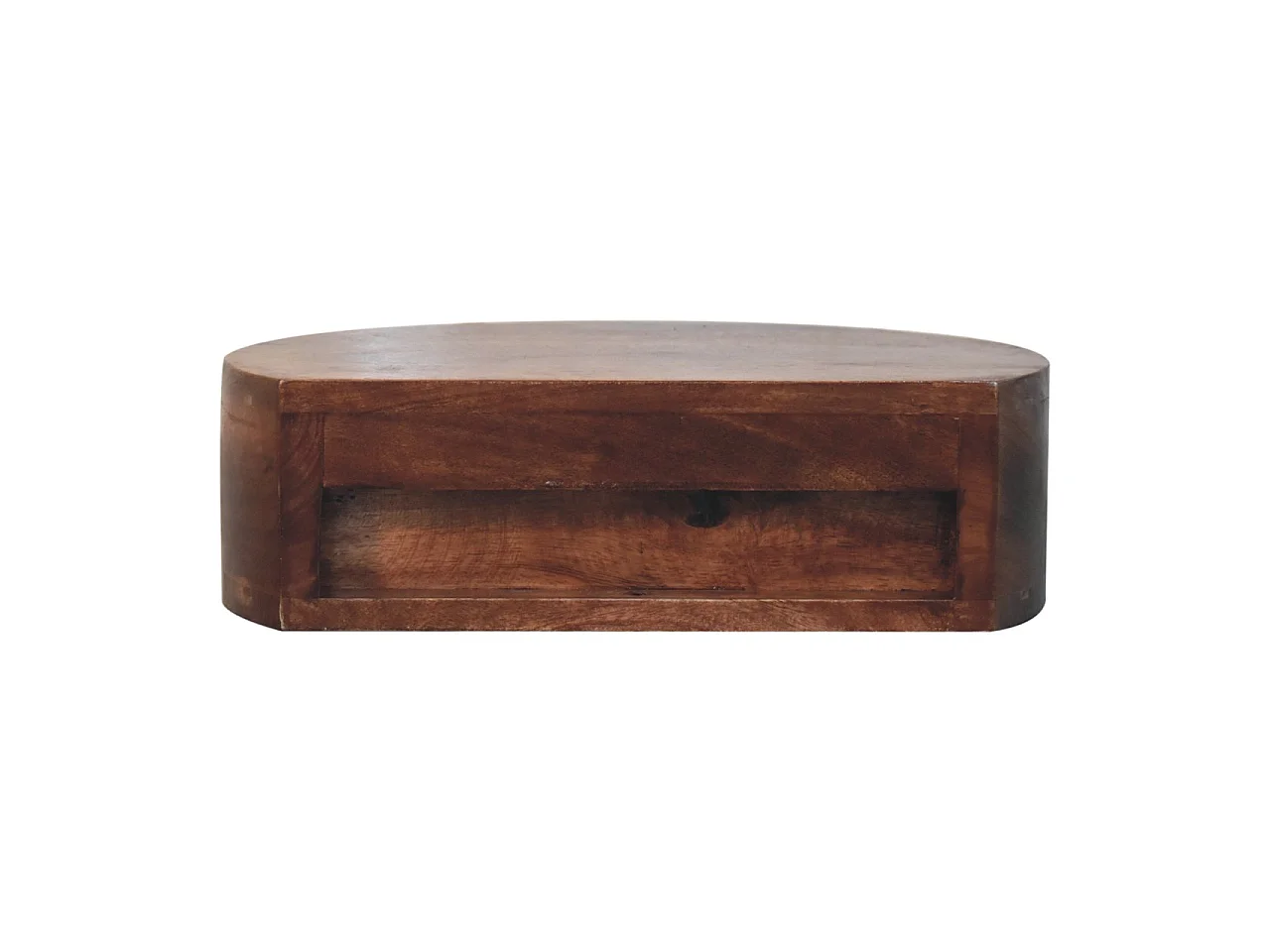 Artisan Furniture Massivholz Wandmontiertes, abgerundetes Nachttischchen in Honig-Karamellfarbe