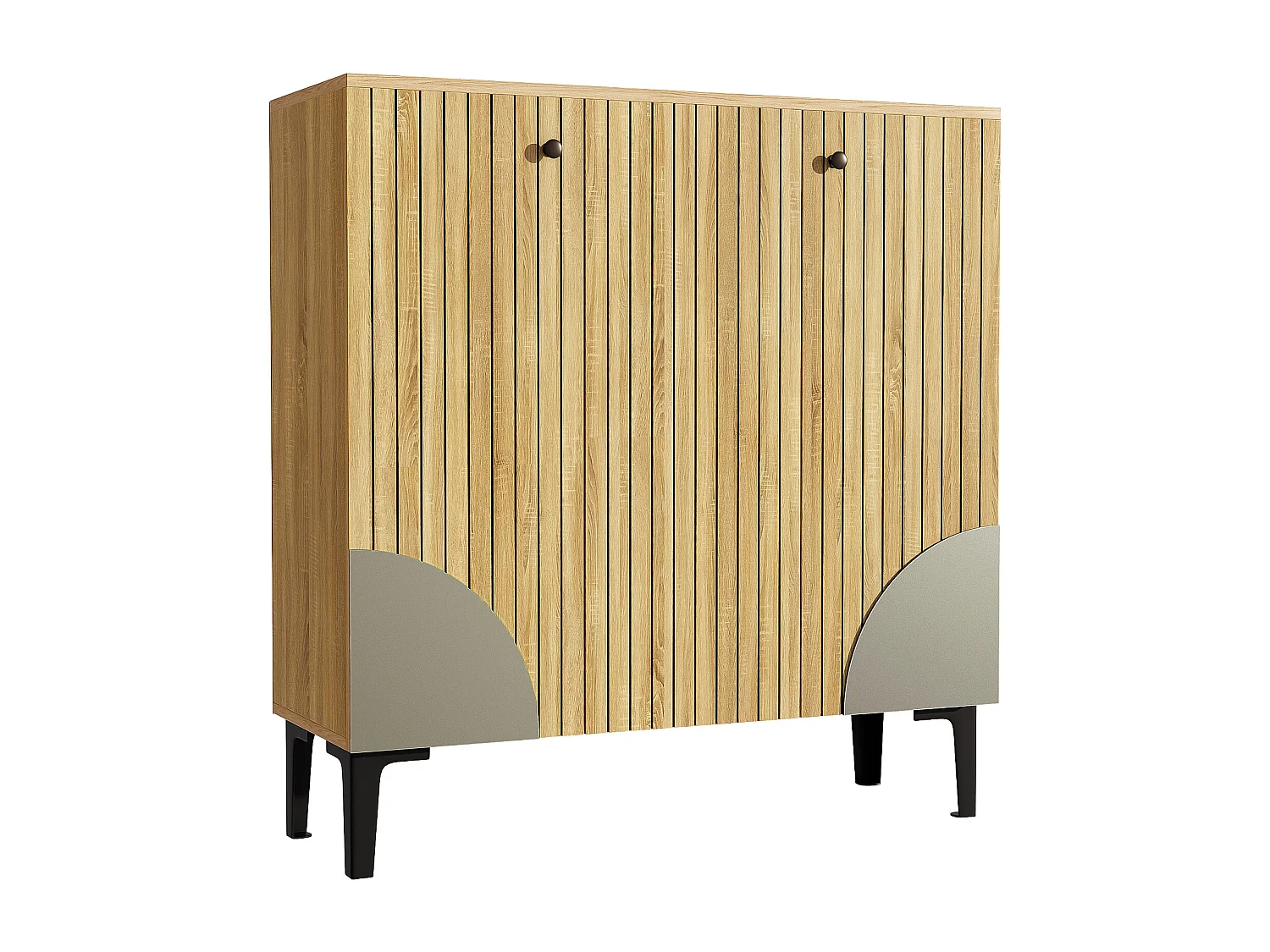 Scarpiera moderna - 90 x 32 x 94 cm - effetto legno con 3 ante - truciolare - naturale