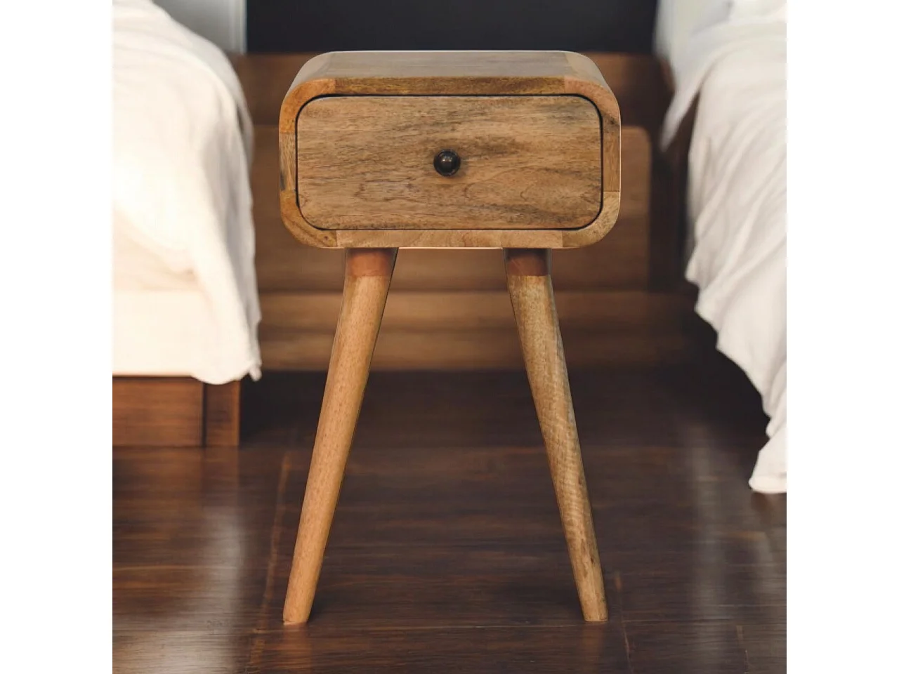 Artisan Furniture Bois massif Table de Nuit Mini Avora Finition Chêne Clair avec 1 Tiroir