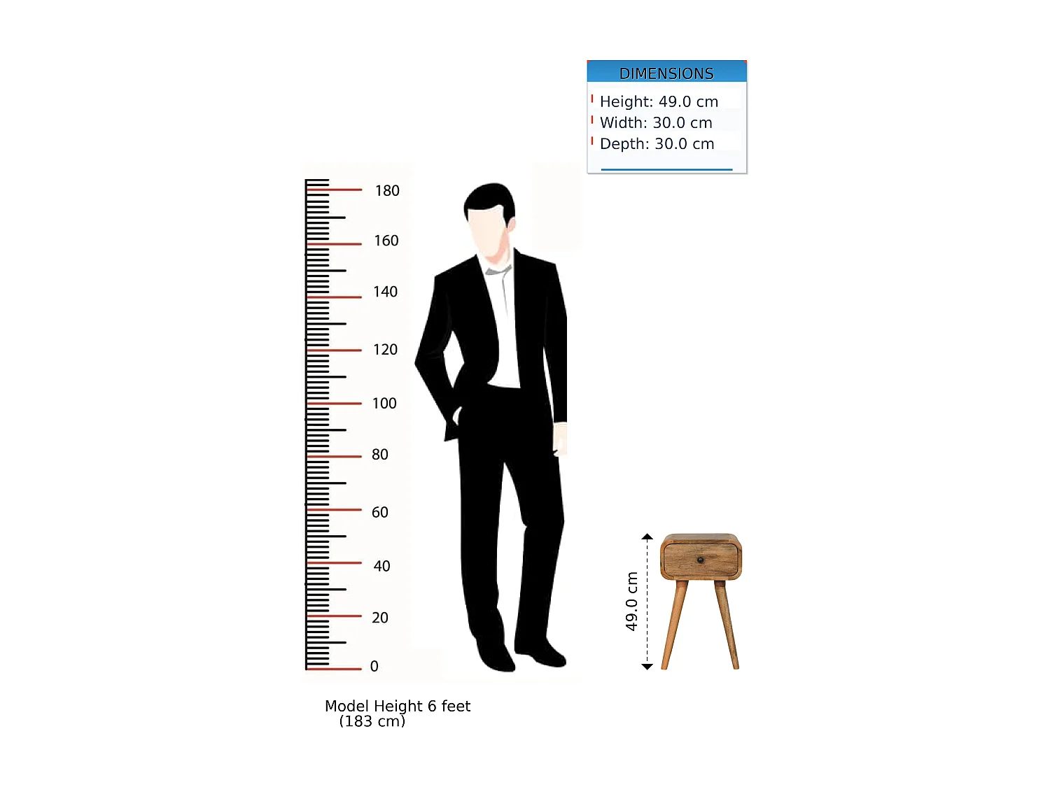 Artisan Furniture Bois massif Table de Nuit Mini Avora Finition Chêne Clair avec 1 Tiroir