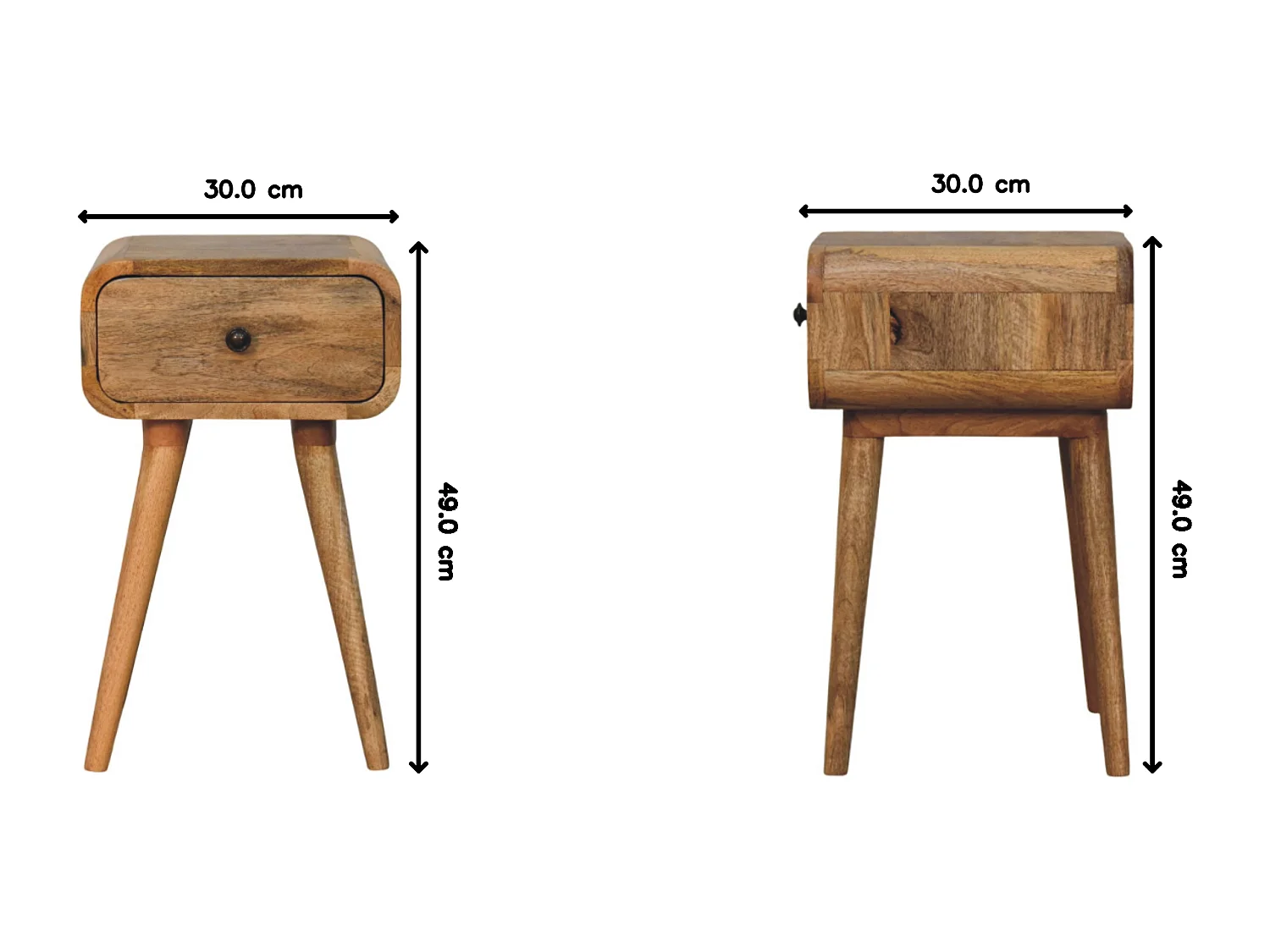 Artisan Furniture Bois massif Table de Nuit Mini Avora Finition Chêne Clair avec 1 Tiroir