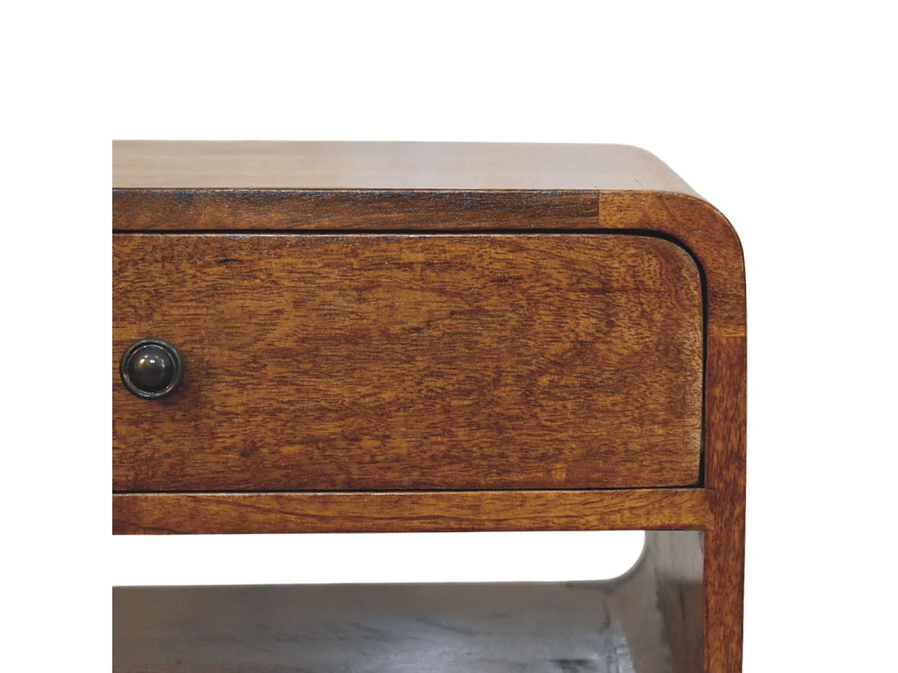 Artisan Furniture Massivholz Avora Nachttisch aus Kastanienholz mit Schublade und offenem Fach