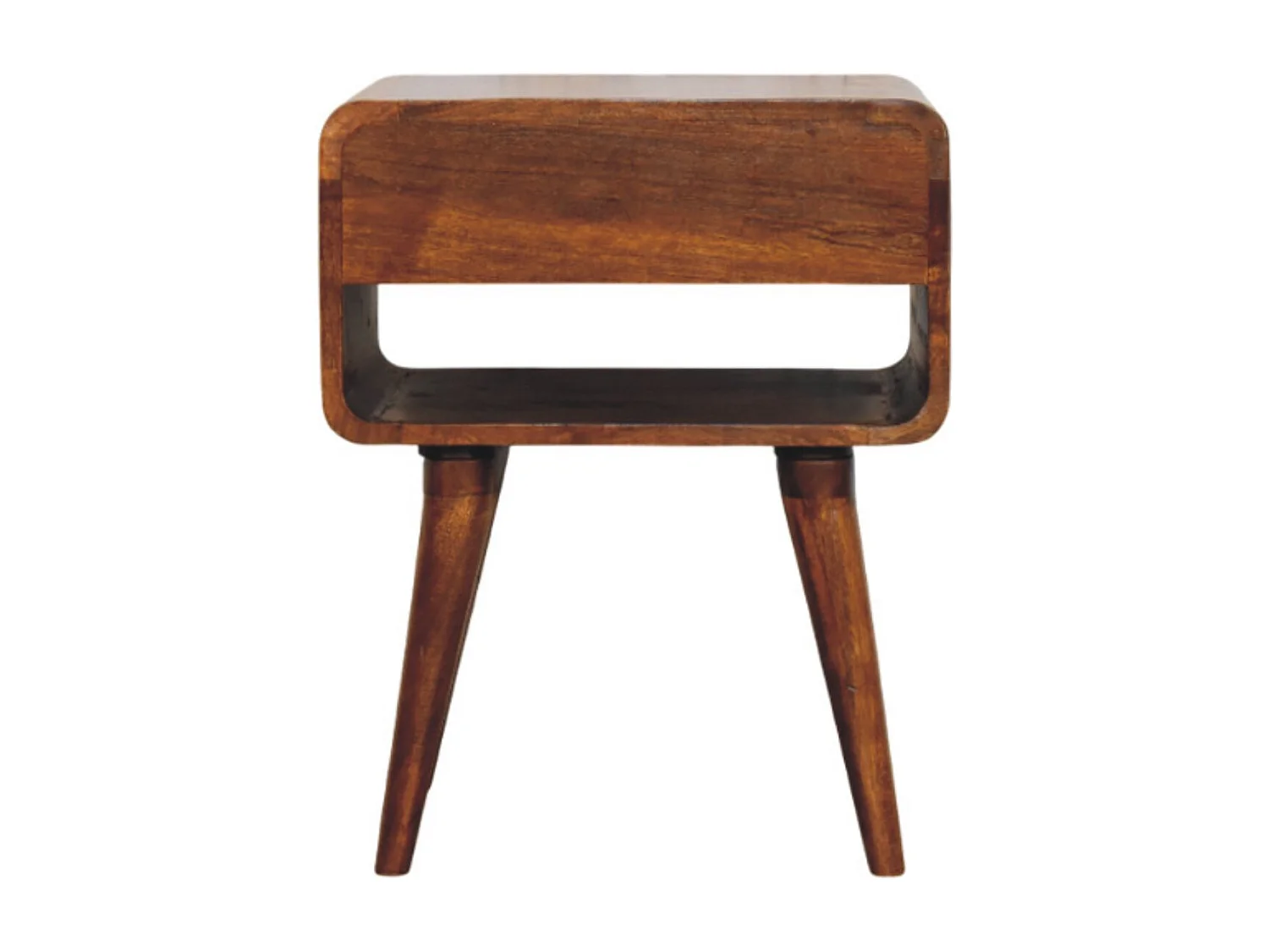 Artisan Furniture Massivholz Avora Nachttisch aus Kastanienholz mit Schublade und offenem Fach