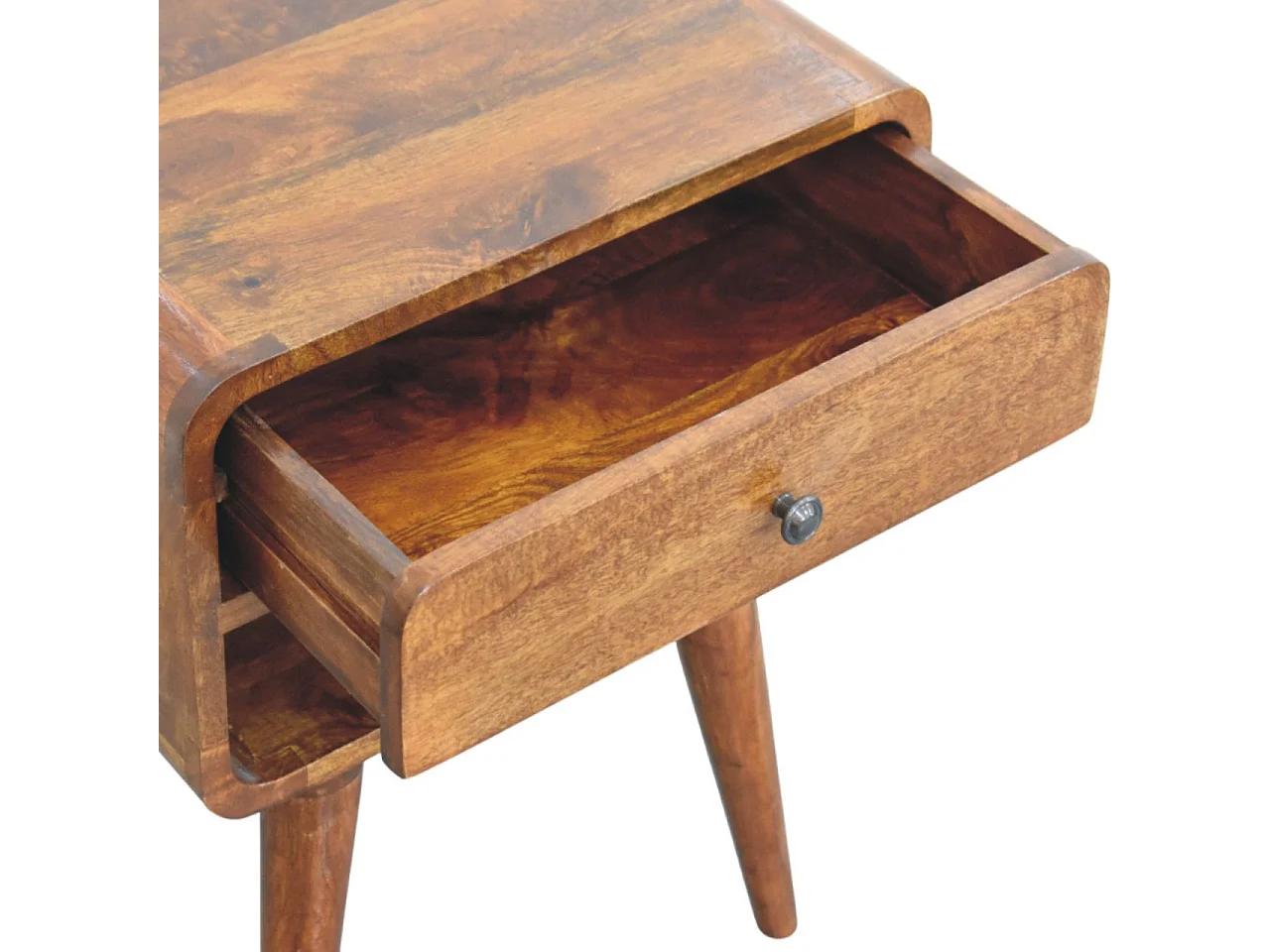 Artisan Furniture Lite drewno Kasztanowa Szafka Nocna Avora z Szufladą i Otwartą Półką