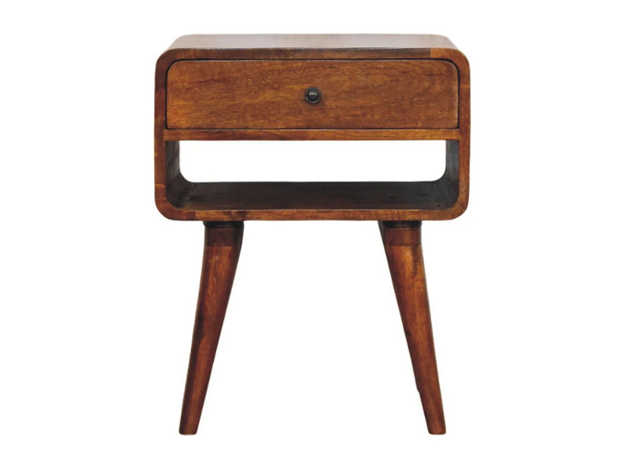 Artisan Furniture Bois massif Table de Nuit Avora en Châtaignier avec Tiroir et Niche Ouverte