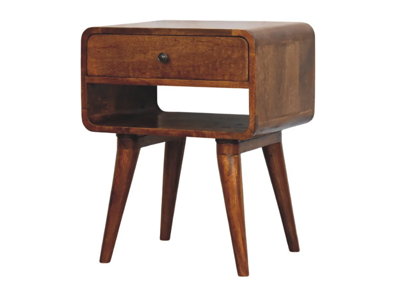 Artisan Furniture Bois massif Table de Nuit Avora en Châtaignier avec Tiroir et Niche Ouverte
