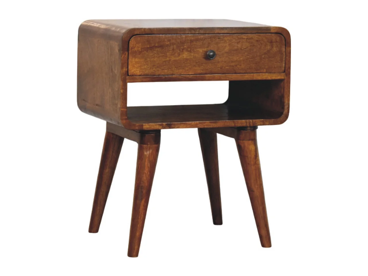Artisan Furniture Bois massif Table de Nuit Avora en Châtaignier avec Tiroir et Niche Ouverte
