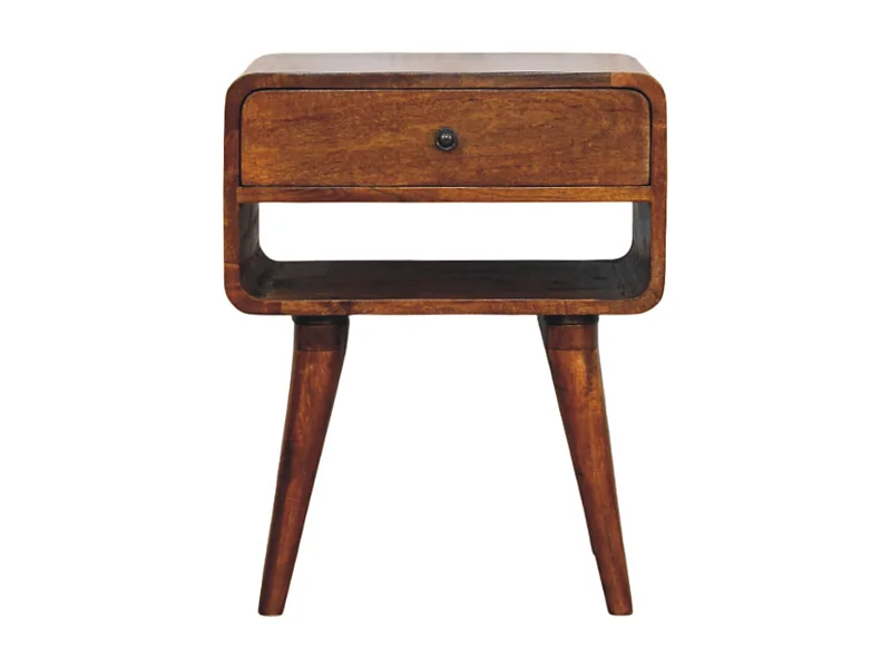 Artisan Furniture Lite drewno Kasztanowa Szafka Nocna Avora z Szufladą i Otwartą Półką