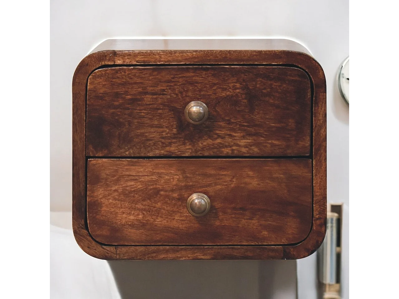 Artisan Furniture Bois massif Mini Table de Chevet Murale Courbée en Noyer Californien