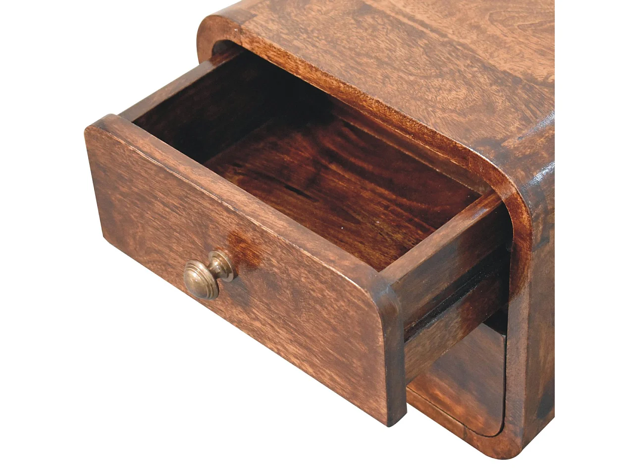Artisan Furniture Massivholz Mini-Bett mit geschwungener Wandhalterung aus kalifornischem Walnussholz