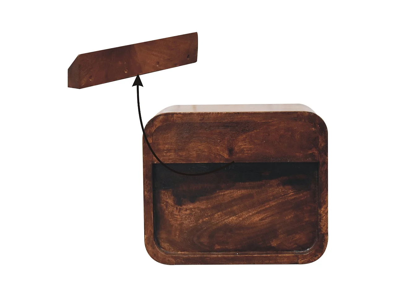 Artisan Furniture Massivholz Mini-Bett mit geschwungener Wandhalterung aus kalifornischem Walnussholz