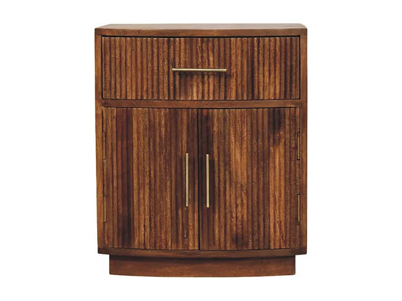 Artisan Furniture Massivholz Nachttisch mit geschwungenen Rippen und Schublade