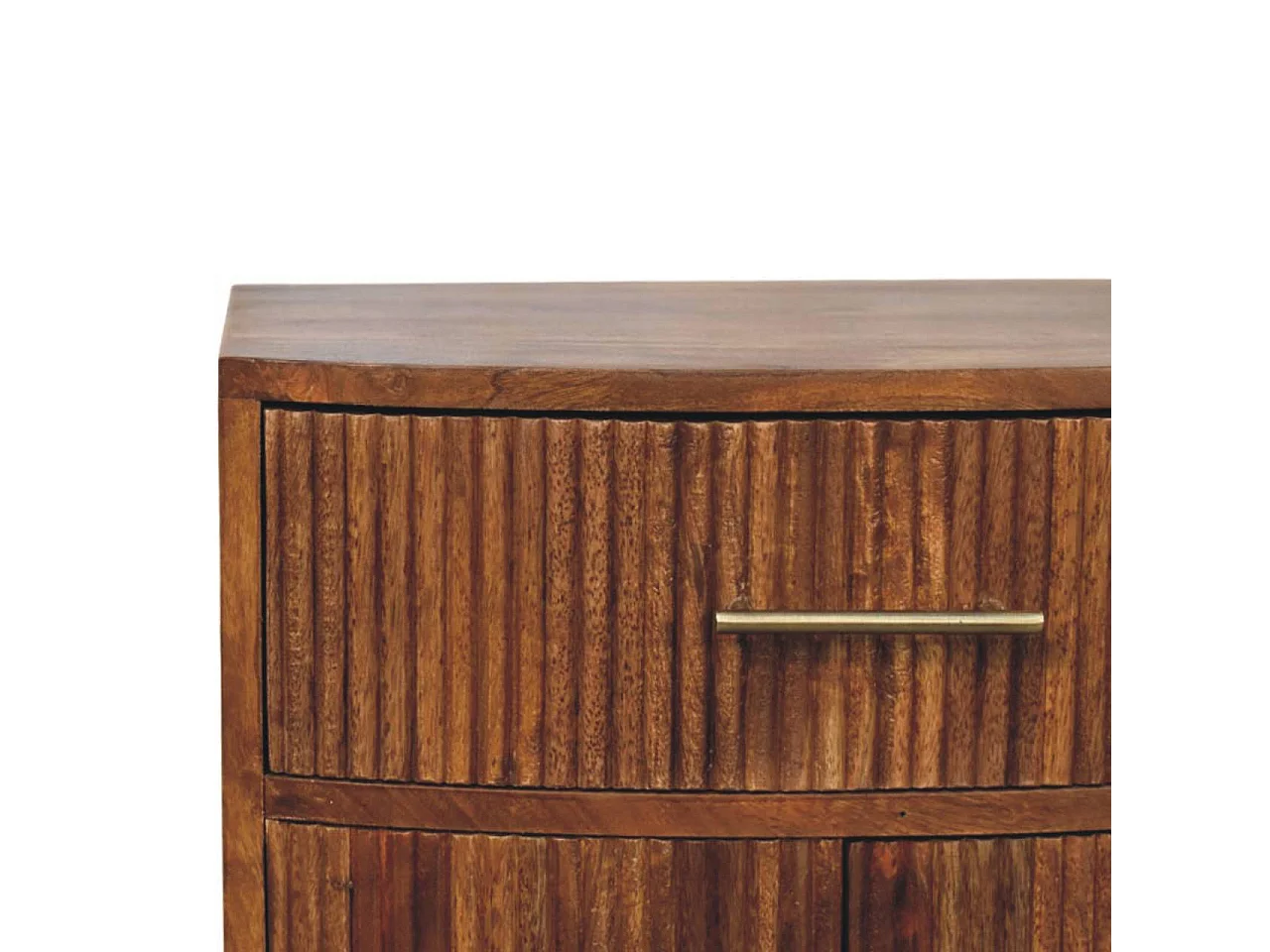 Artisan Furniture Massivholz Nachttisch mit geschwungenen Rippen und Schublade