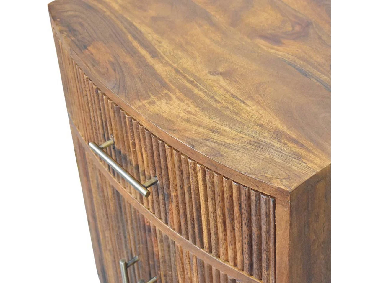 Artisan Furniture Massivholz Nachttisch mit geschwungenen Rippen und Schublade