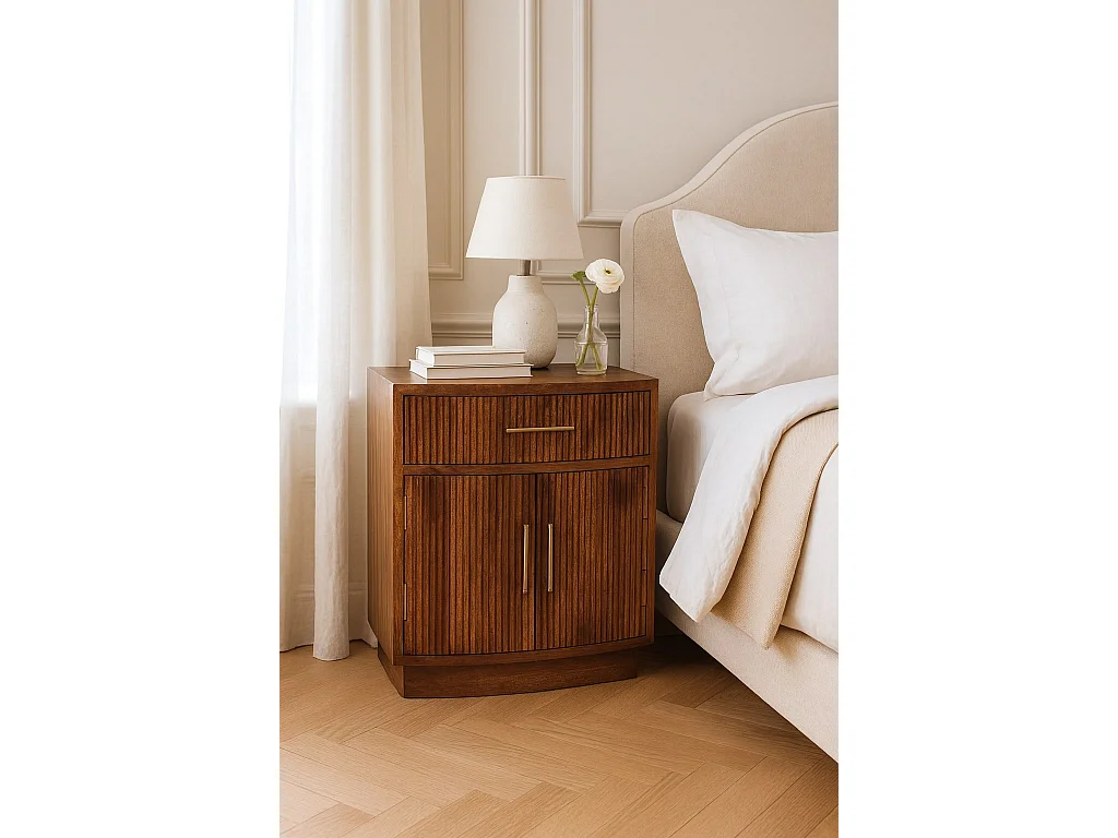 Artisan Furniture Lite drewno Szafka Nocna z Zaokrąglonymi Żłobieniami i Szufladą