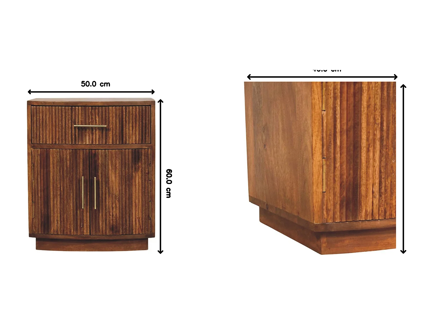 Artisan Furniture Lite drewno Szafka Nocna z Zaokrąglonymi Żłobieniami i Szufladą