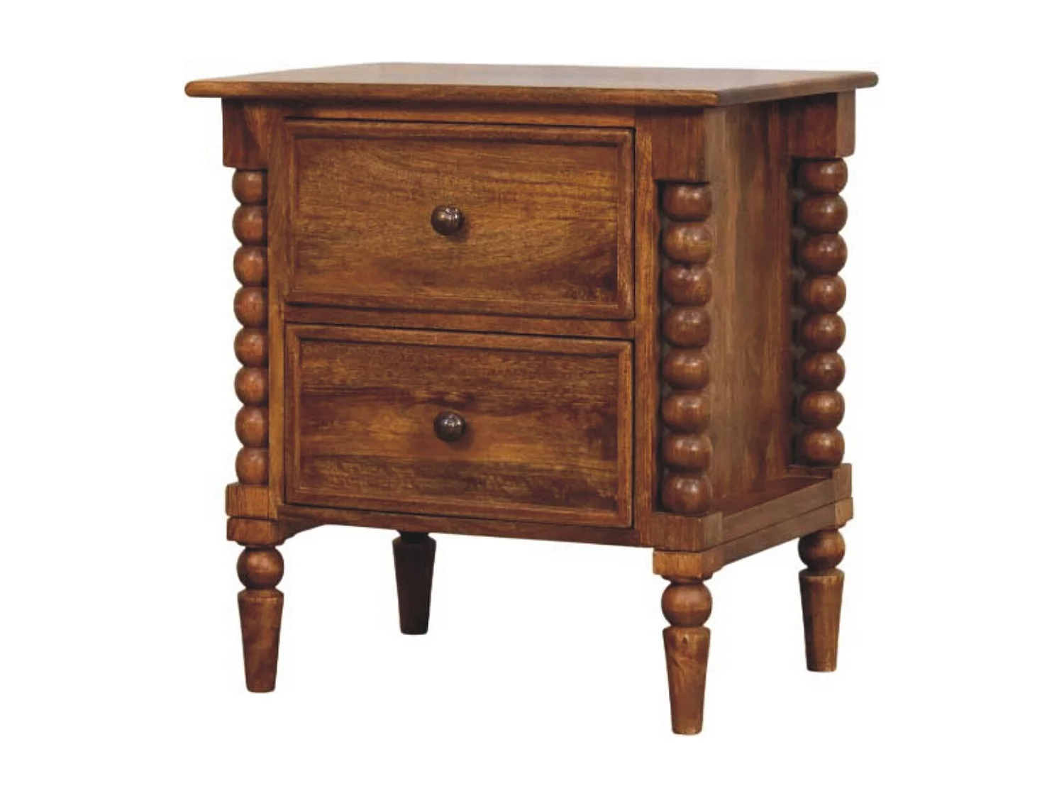 Artisan Furniture Massivholz Spindelfuß-Nachttisch aus bernsteinfarbener Eiche