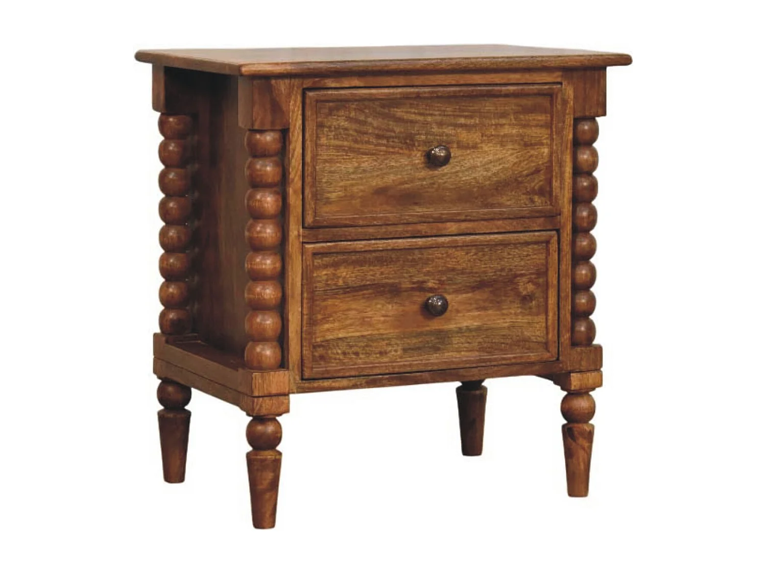 Artisan Furniture Massivholz Spindelfuß-Nachttisch aus bernsteinfarbener Eiche