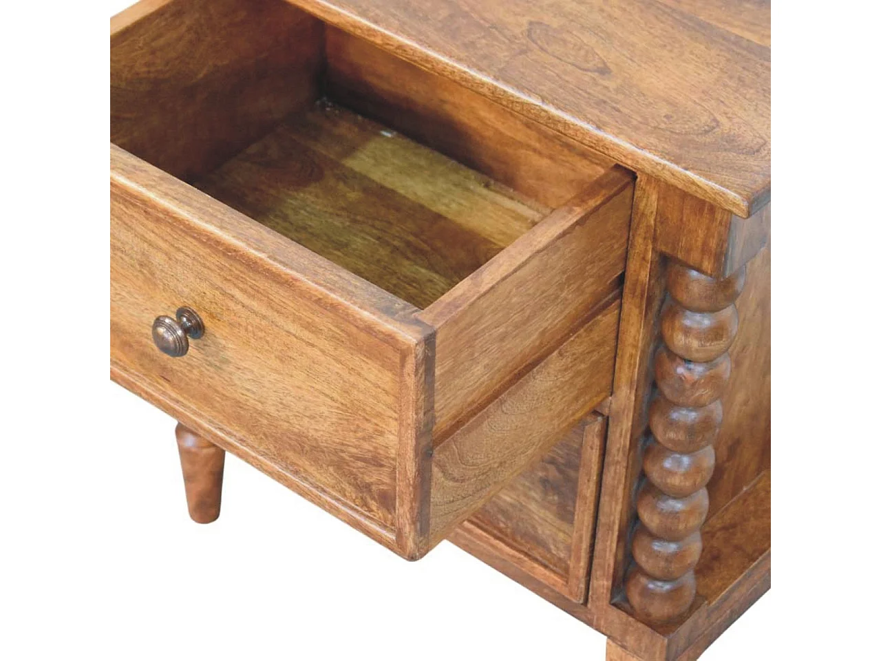 Artisan Furniture Massivholz Spindelfuß-Nachttisch aus bernsteinfarbener Eiche